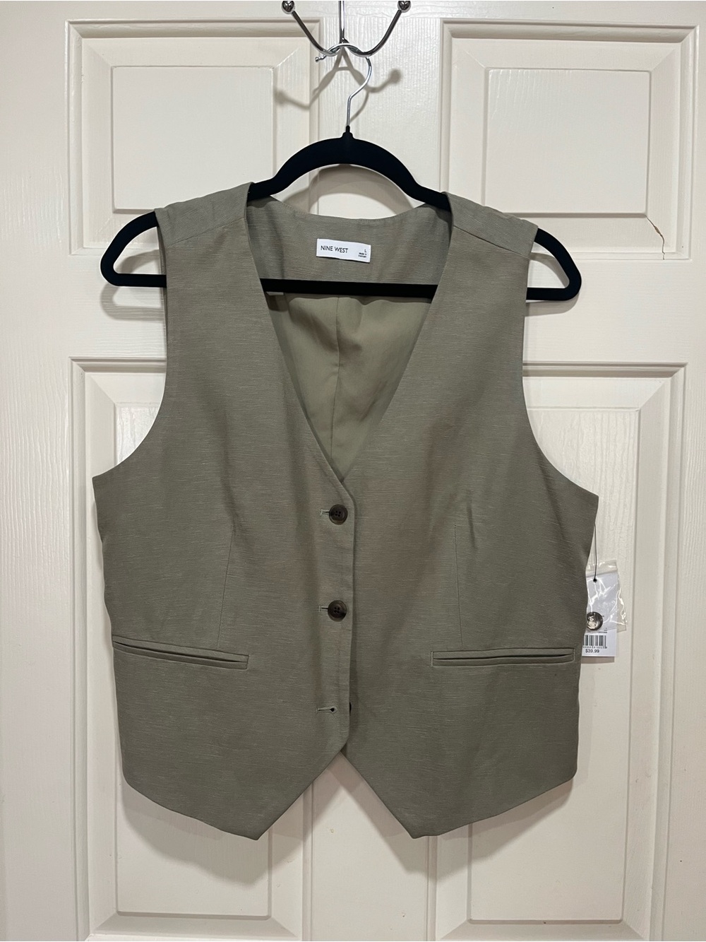 Nine West Olive Vest with Button Front